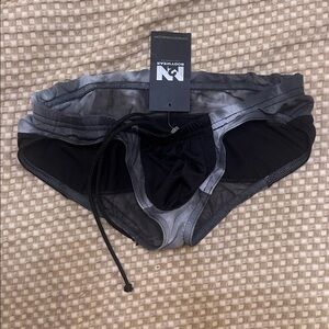 N2N gray and black Mesh Swim Brief